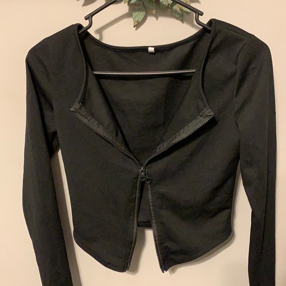 Shein black zipper top